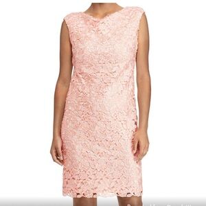 Ralph Lauren Pink Sheath Mini Dress Bateau Necklinel